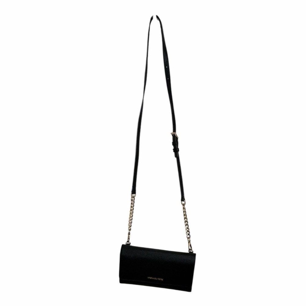 Michael Michael Kors Jet Set Travel Chain Wallet Black Saffiano Leather